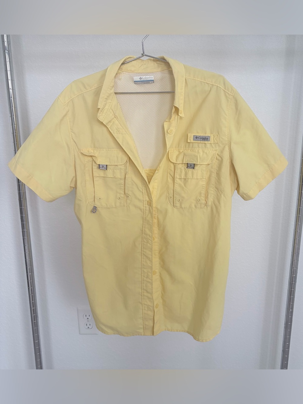 Columbia PFG BUTTER YELLOW Women’s Short Sleeve Button-Down Shirt